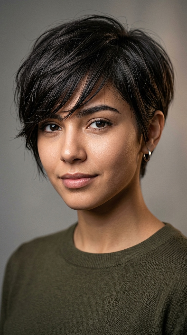 Angled Pixie with Long Fringe