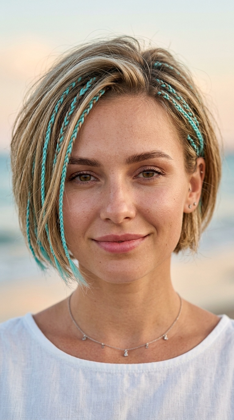 Aqua Blue Micro-Braid Accents