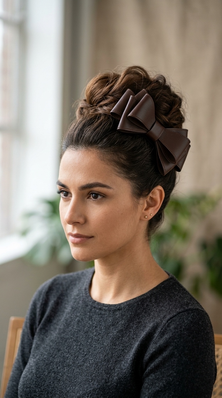 Architectural Leather Hair Bow