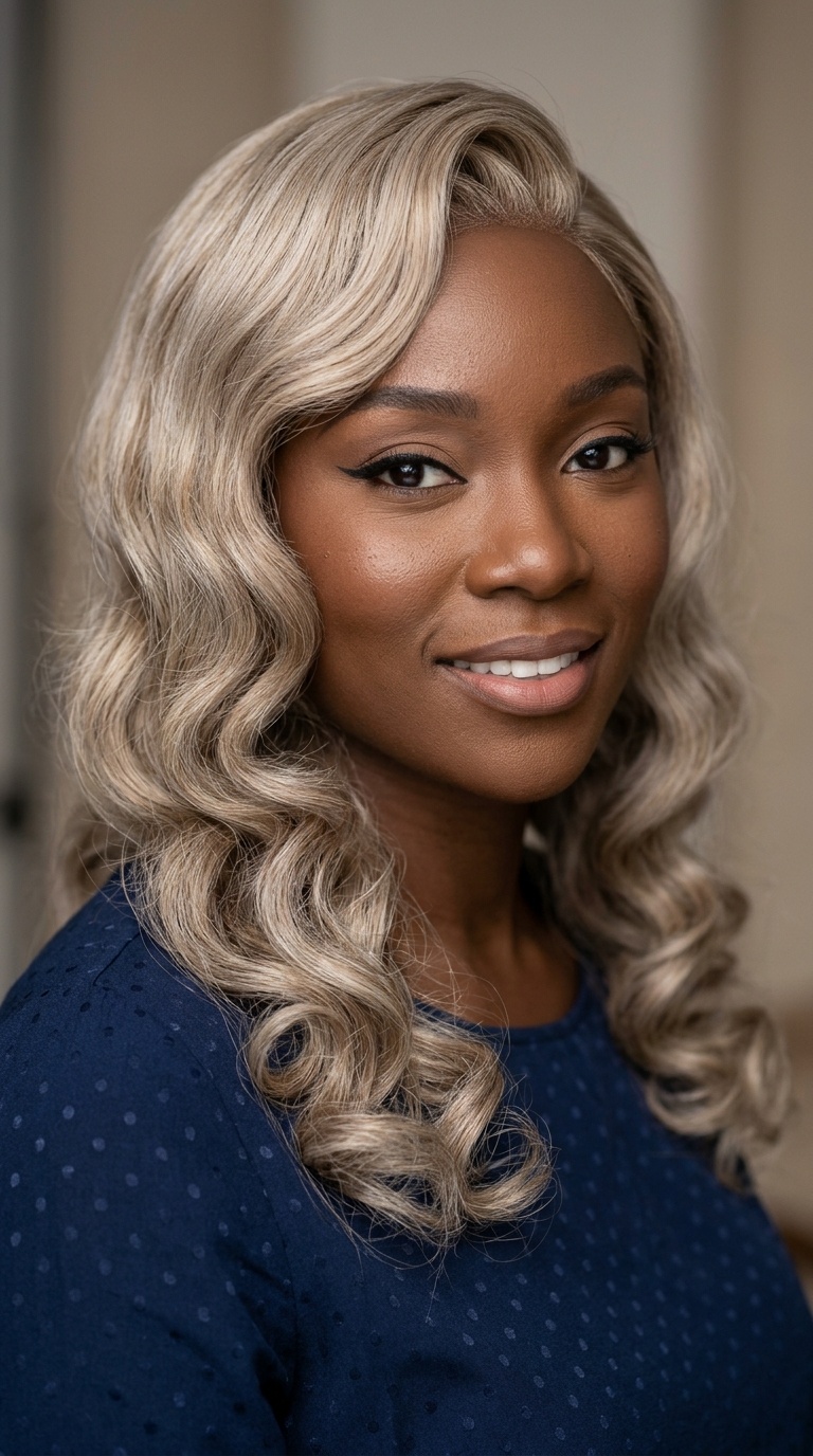 Ash Blonde Side-Swept Waves