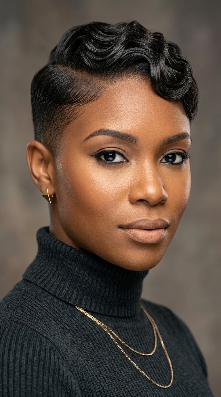 Asymmetric Tapered Fade with Finger Waves