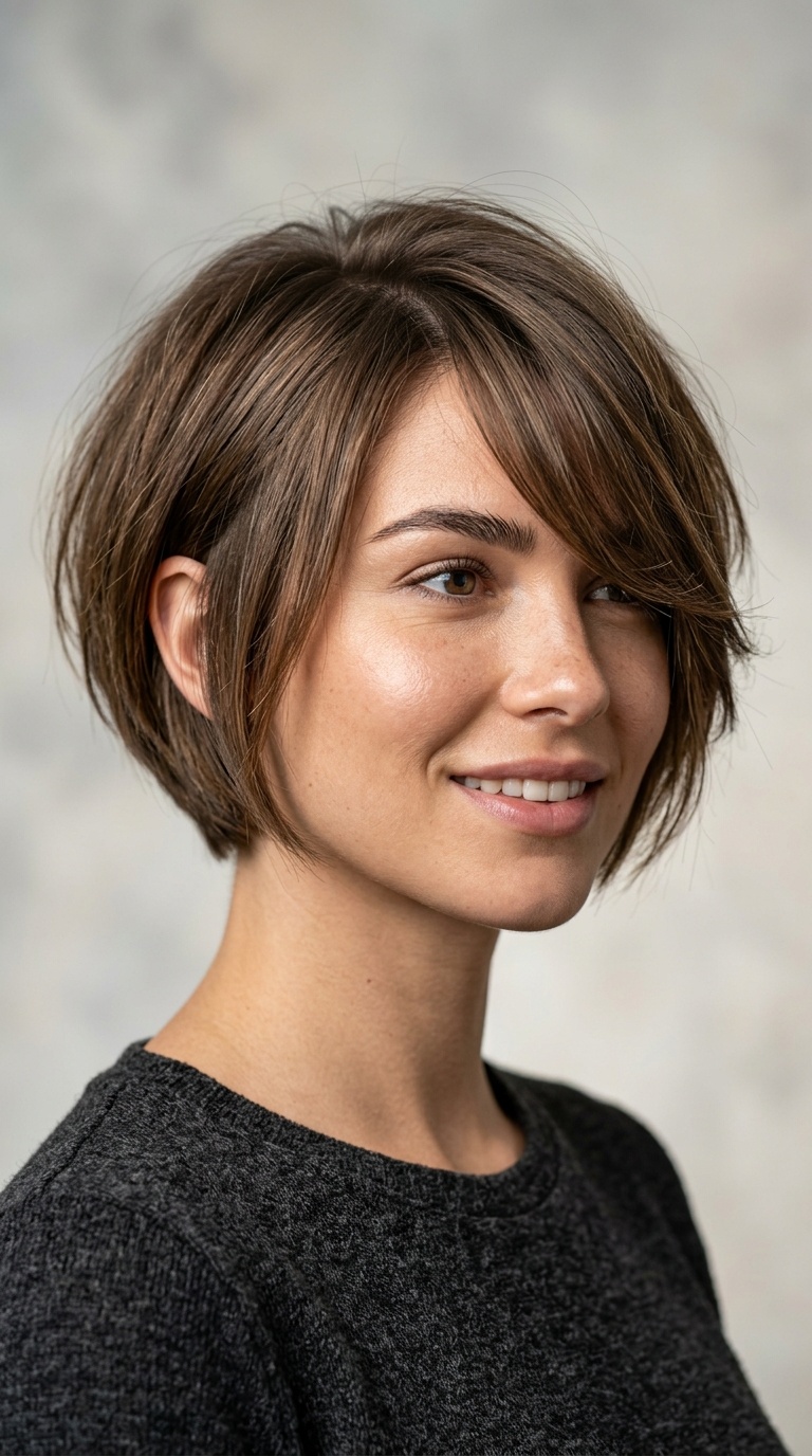 Asymmetrical Bob with Deep Side Bangs