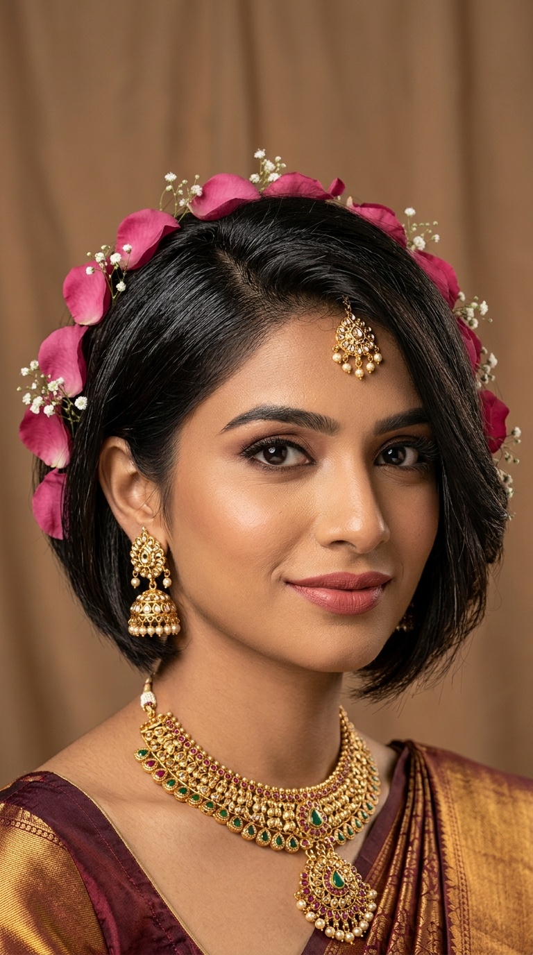 Asymmetrical Bob with Rose Petals