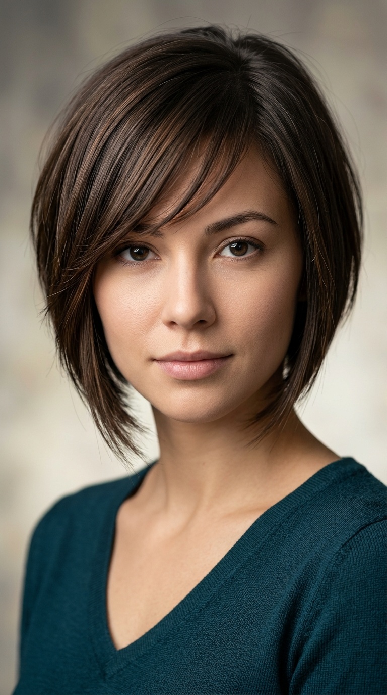 Asymmetrical Bob with Side-Swept Bangs