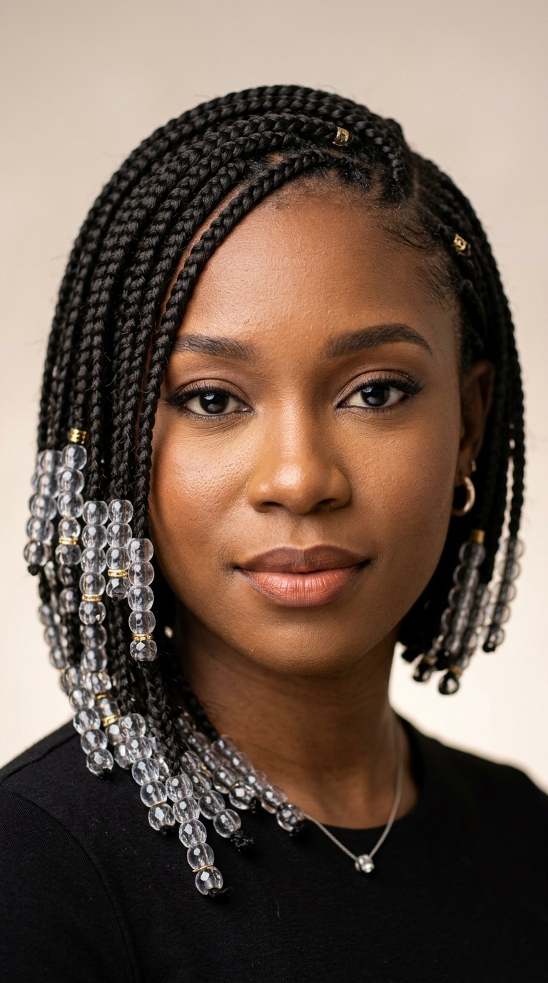 Asymmetrical Bob with Translucent Beads