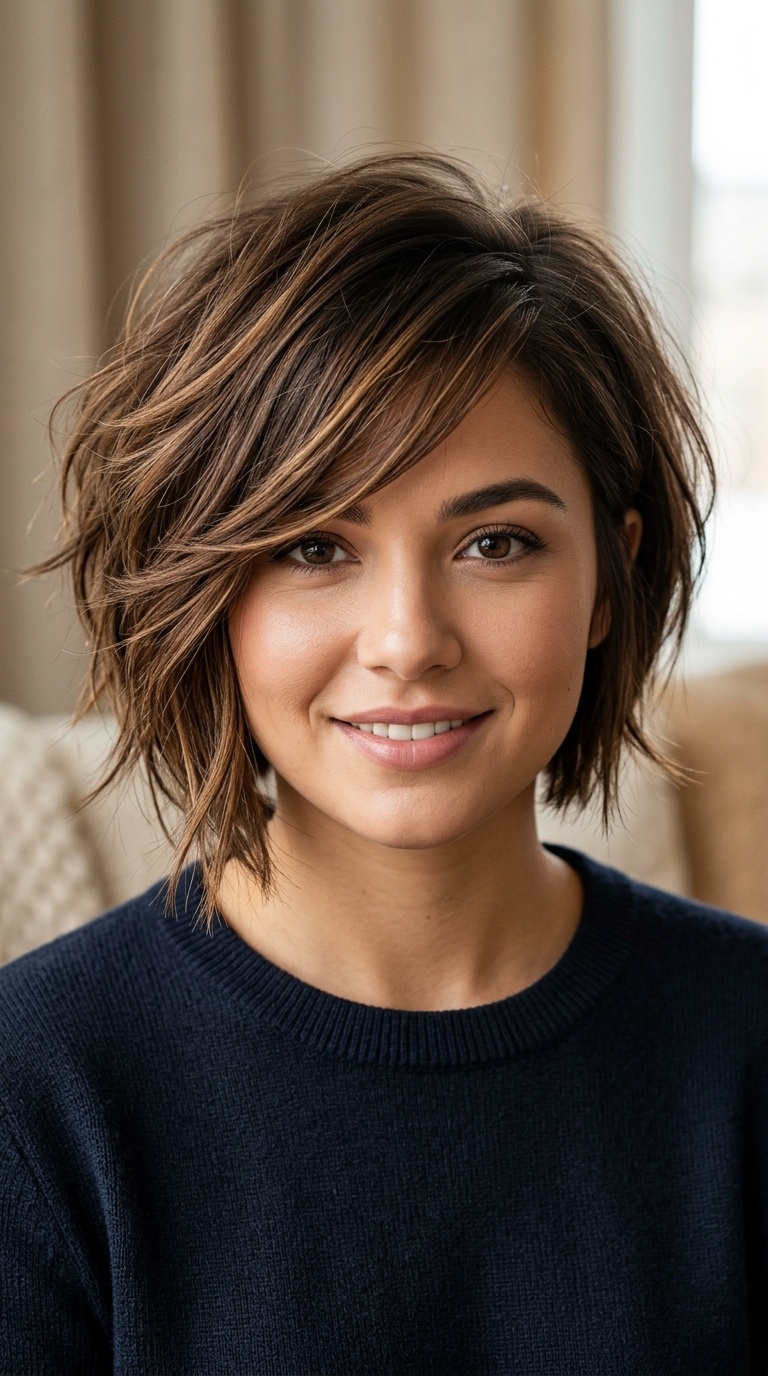 Asymmetrical Bob with Voluminous Layers