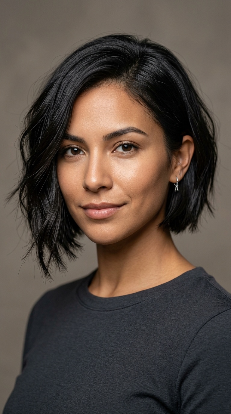 Asymmetrical Chin-Length Bob
