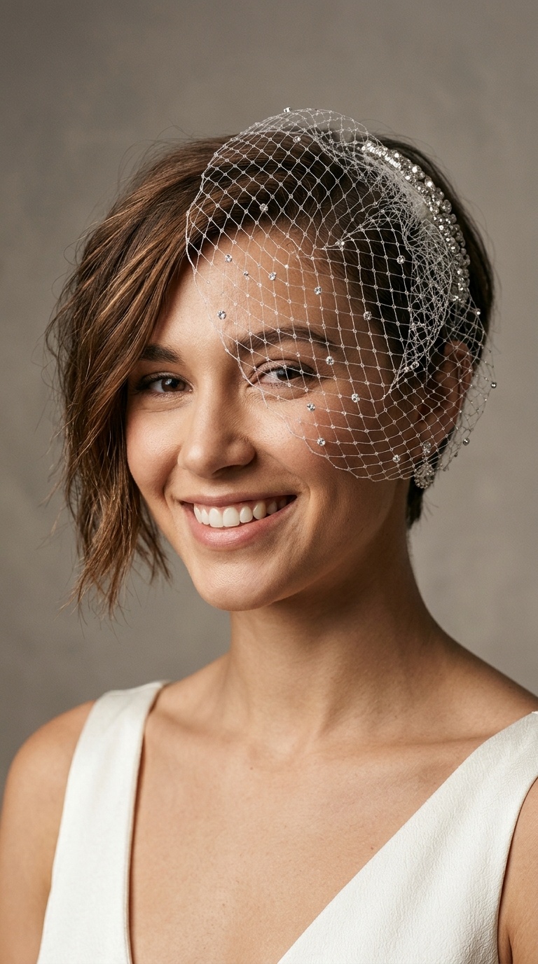 Asymmetrical Crop with Crystal Birdcage