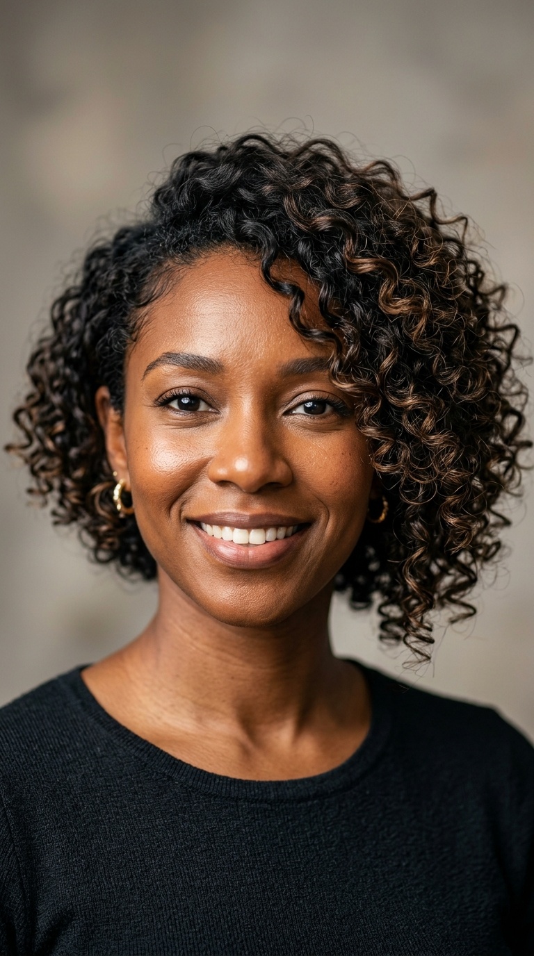 Asymmetrical Curly Bob