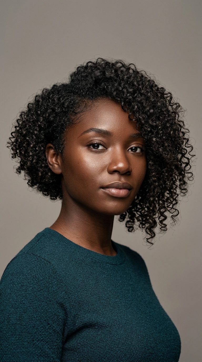 Asymmetrical Curly Bob