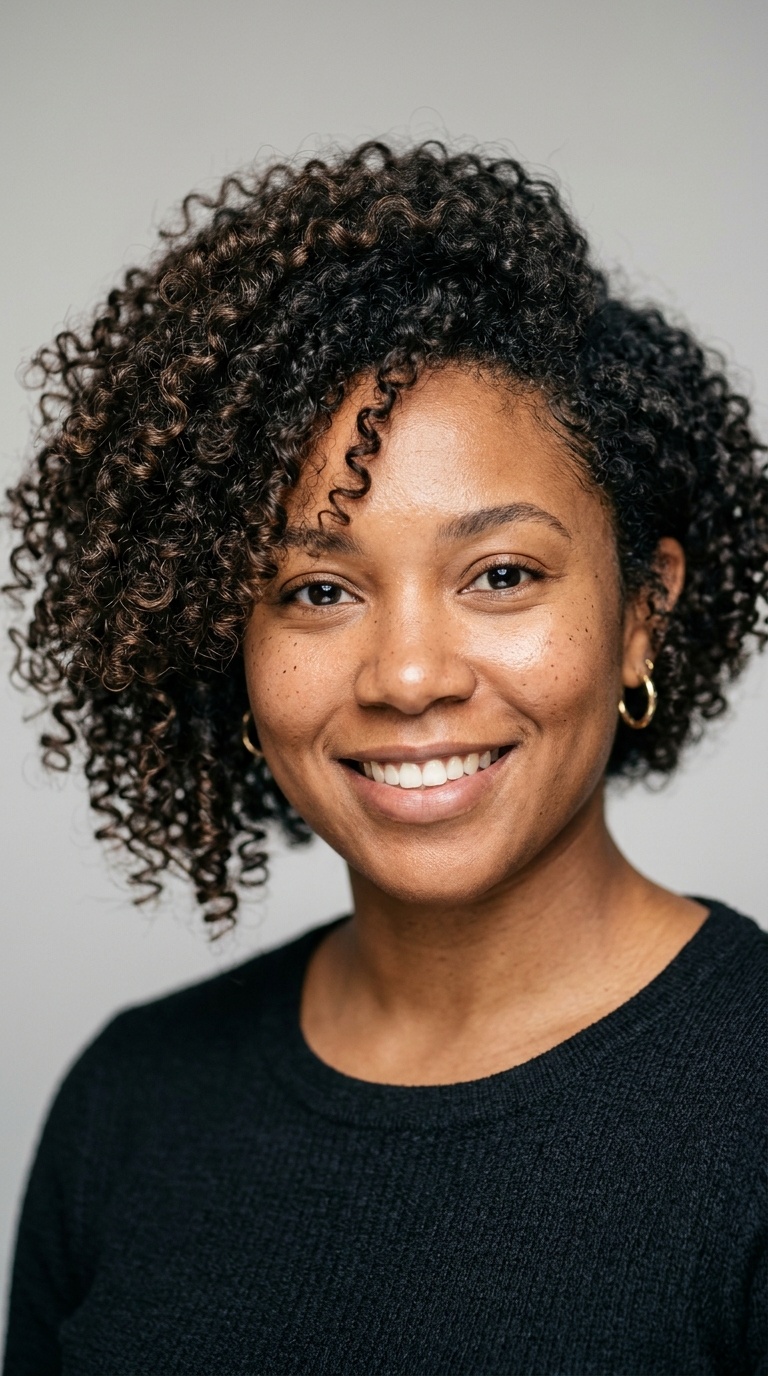 Asymmetrical Curly Bob