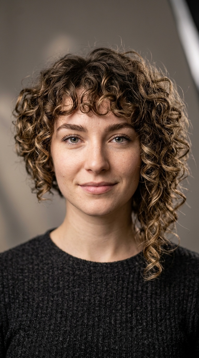 Asymmetrical Curly Bob