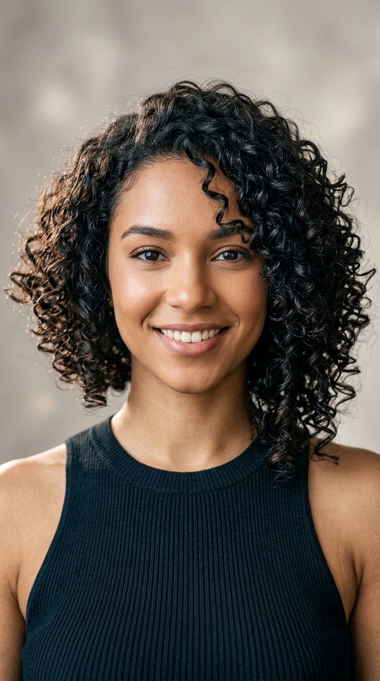 Asymmetrical Curly Bob