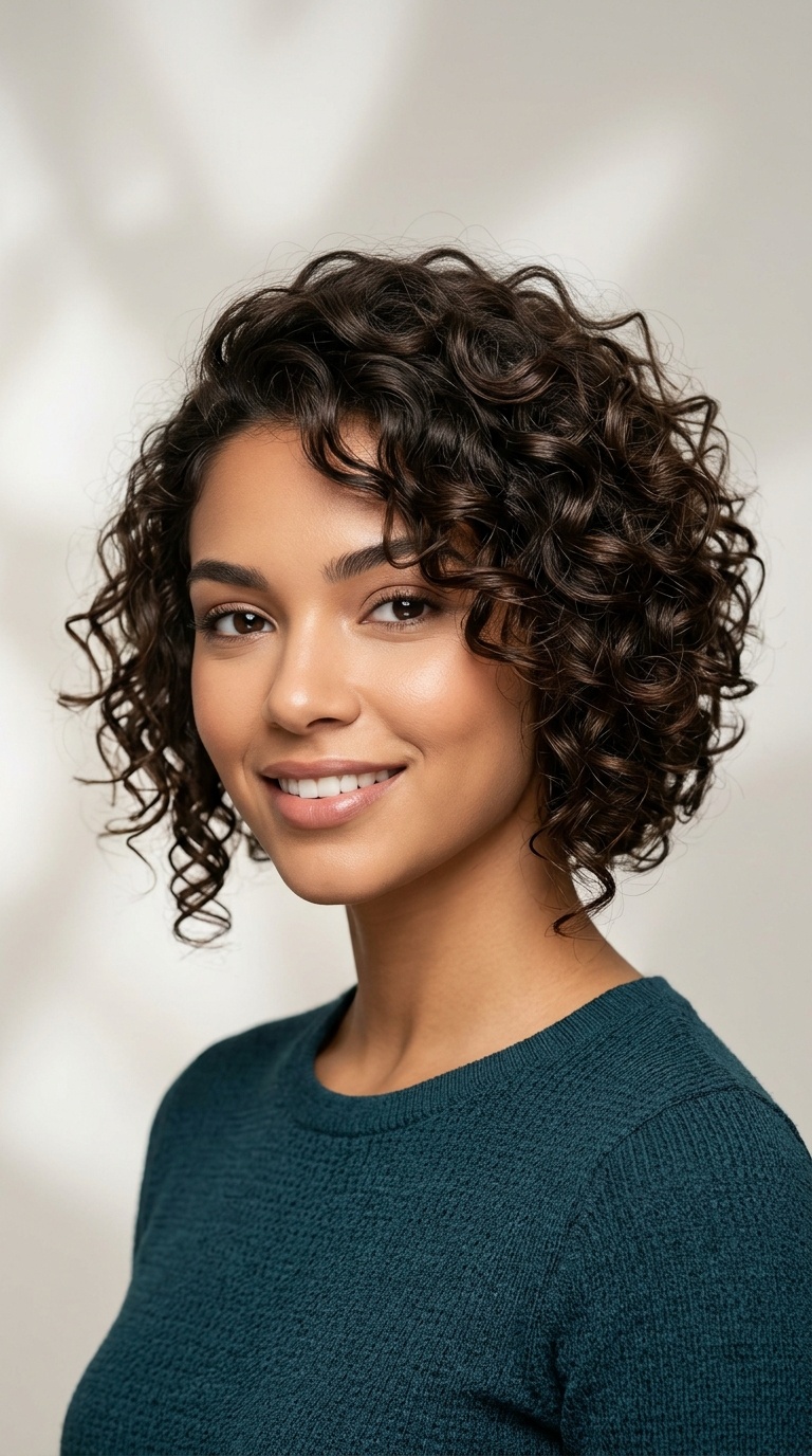 Asymmetrical Curly Crop