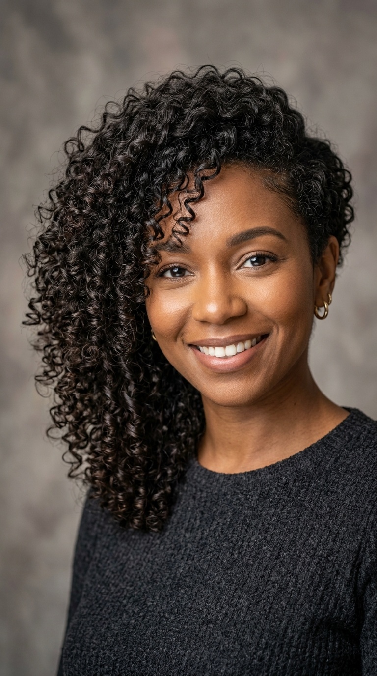 Asymmetrical Curly Cut