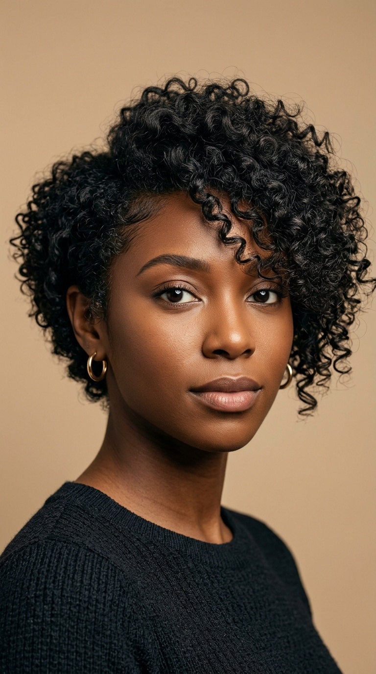 Asymmetrical Curly Cut