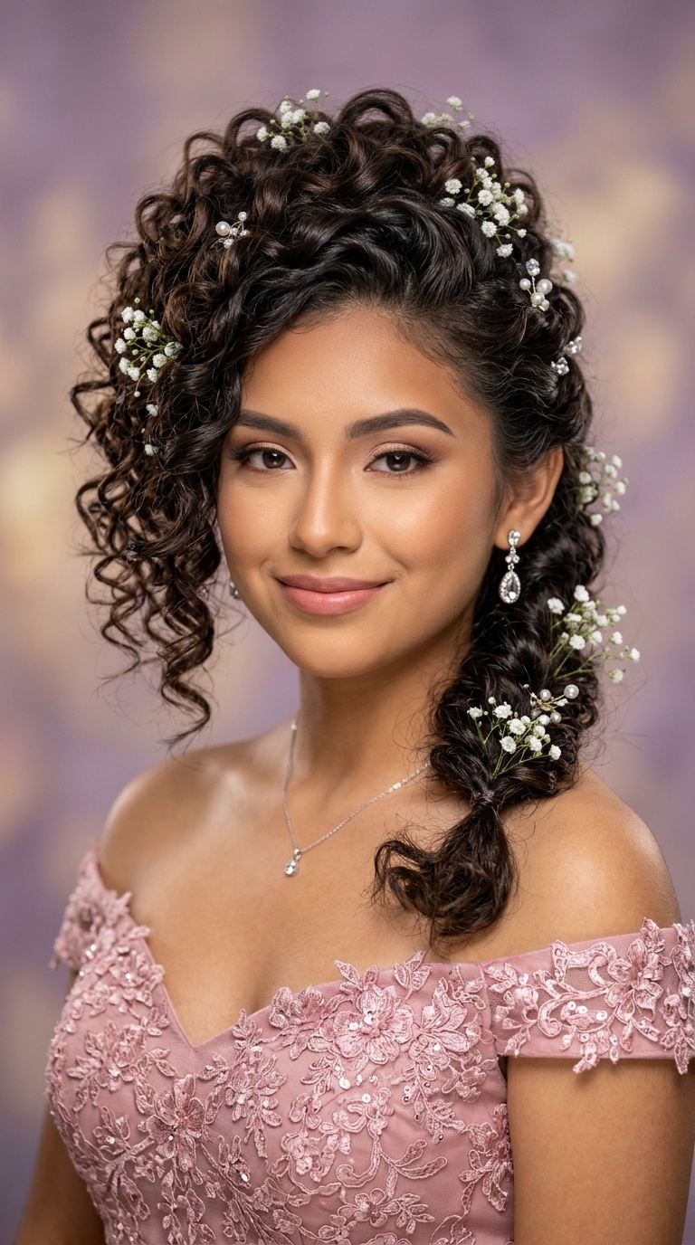 Asymmetrical Curly Updo