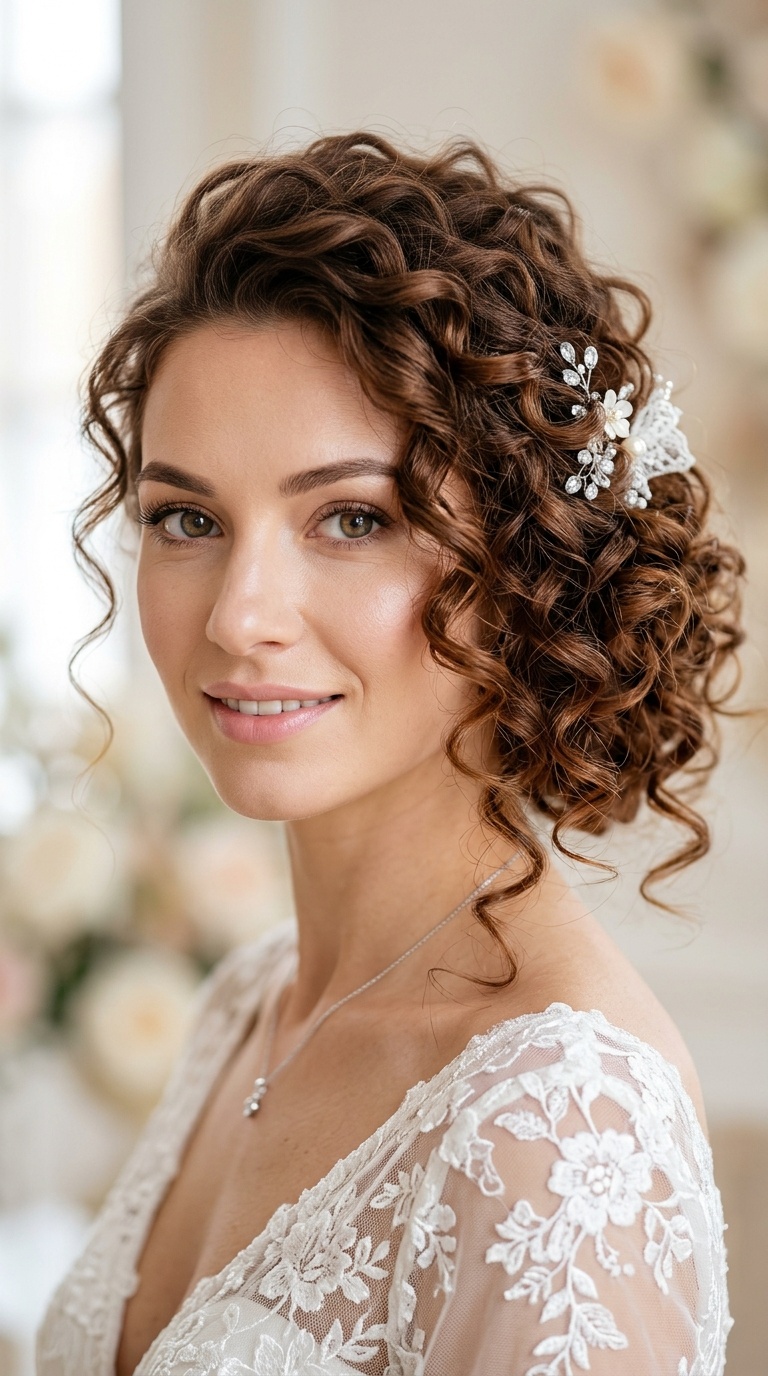 Asymmetrical Curly Updo