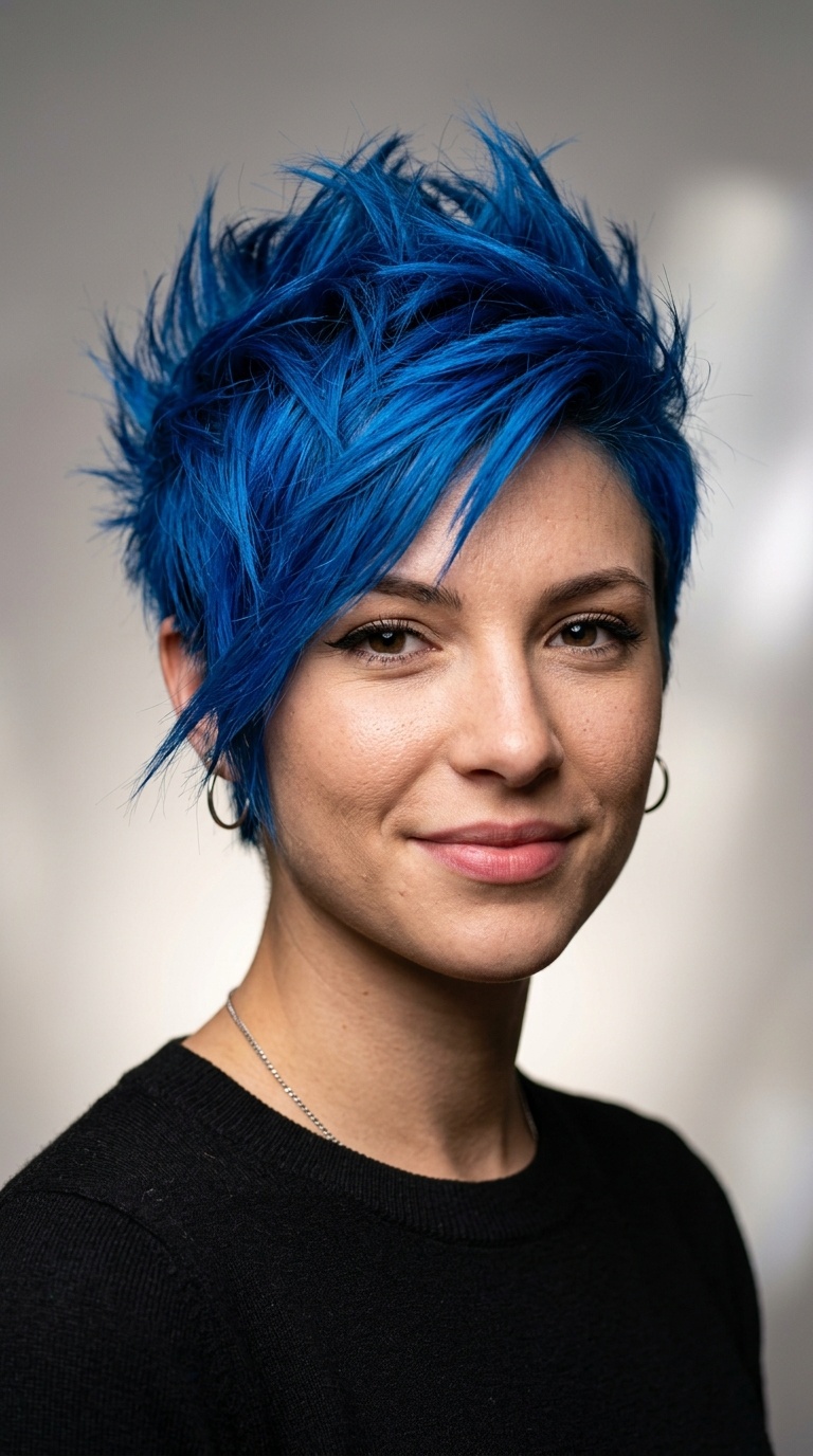 Asymmetrical Electric Blue Spikes