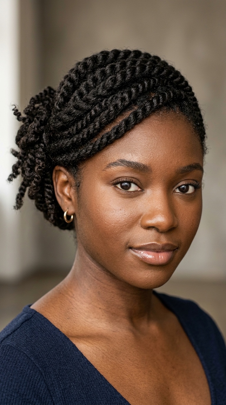 Asymmetrical Flat Twist Updo