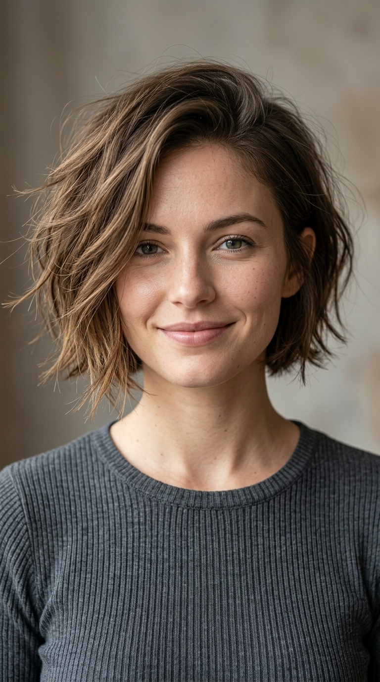 Asymmetrical Messy Bob
