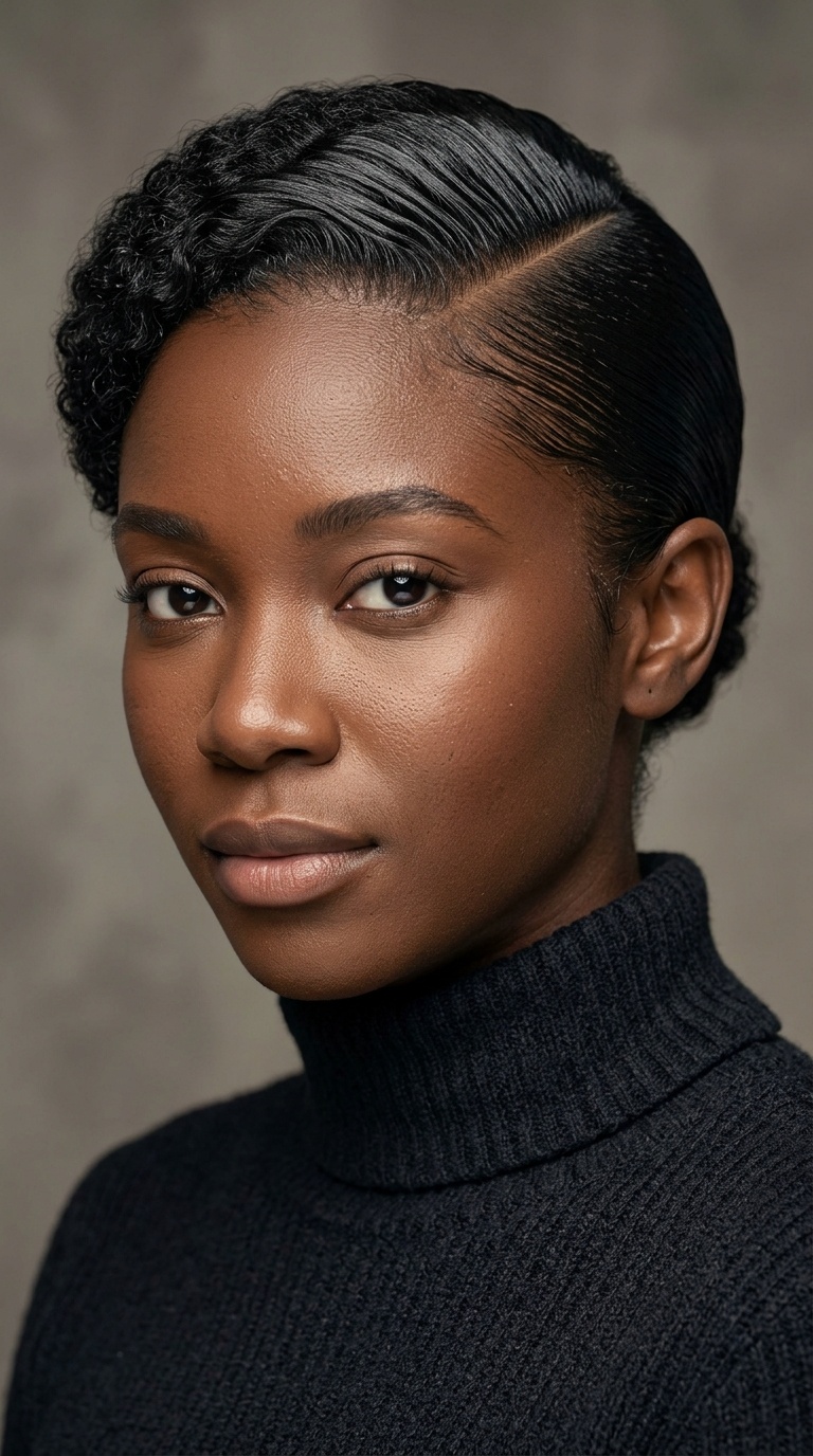 Asymmetrical Parted Slick Back