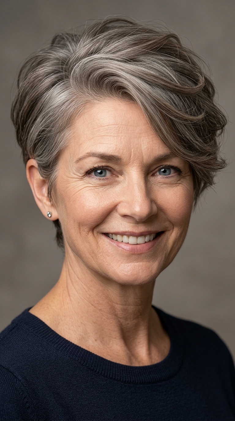 Asymmetrical Pixie with Side-Swept Volume