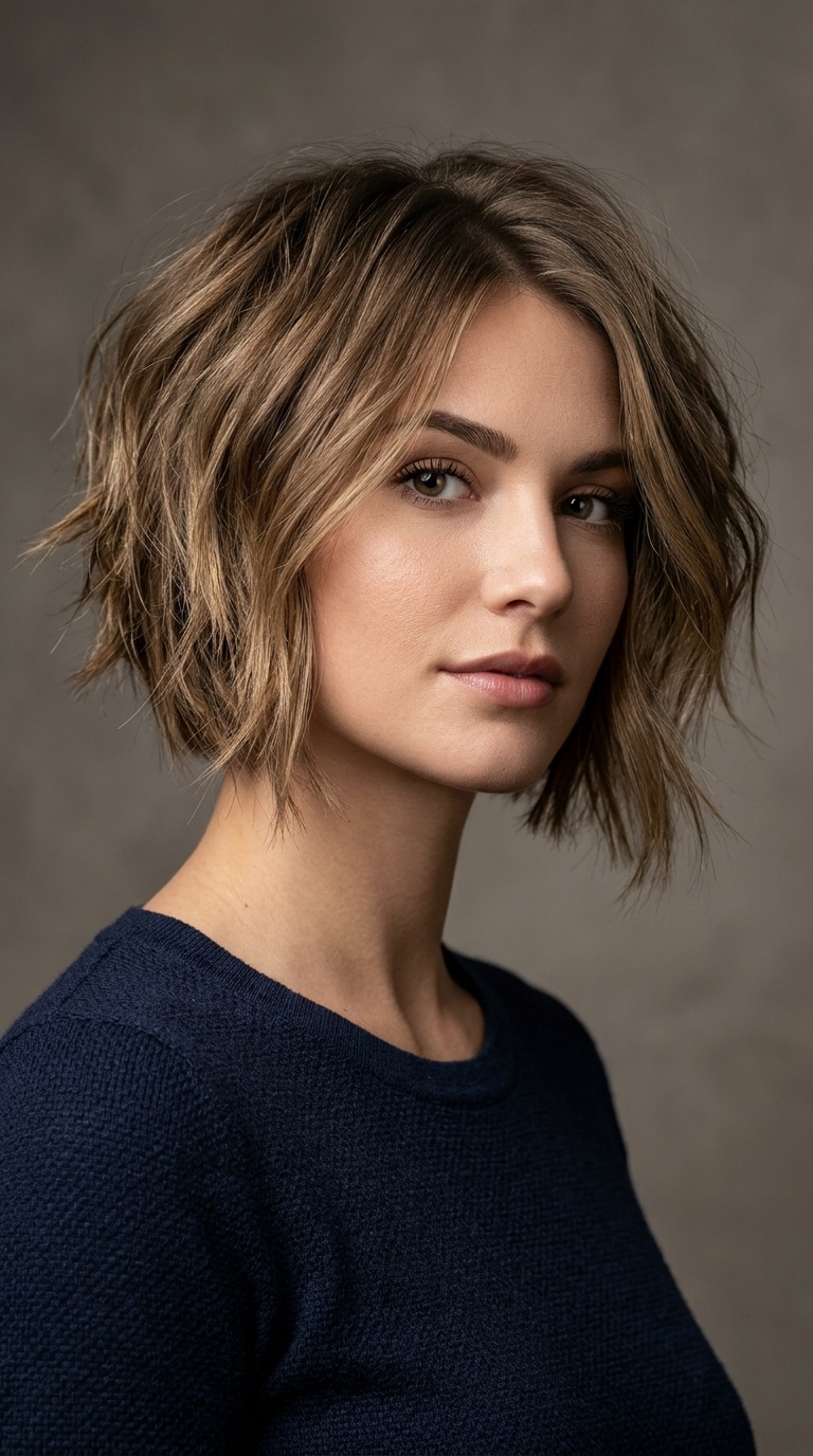 Asymmetrical Textured Bob
