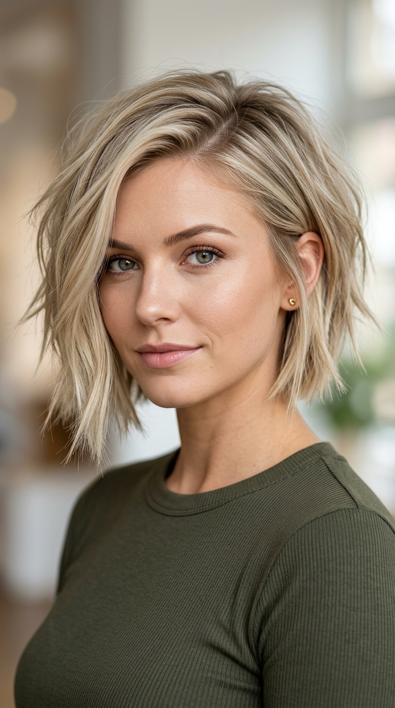 Asymmetrical Textured Bob