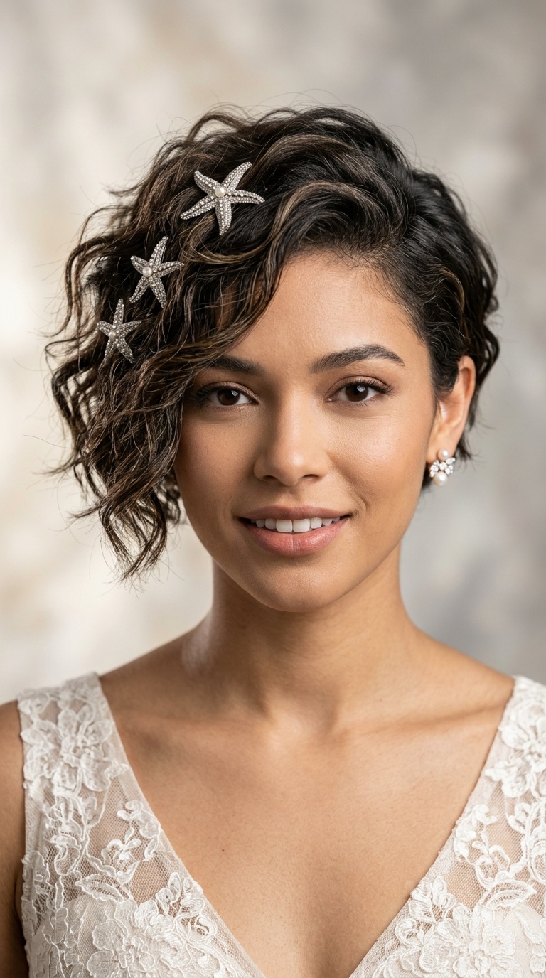 Asymmetrical Textured Crop with Starfish Pins