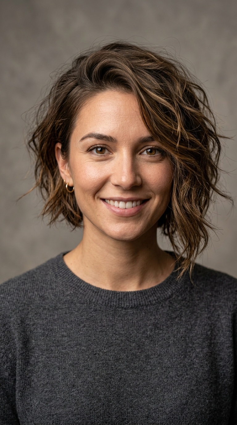 Asymmetrical Tousled Bob