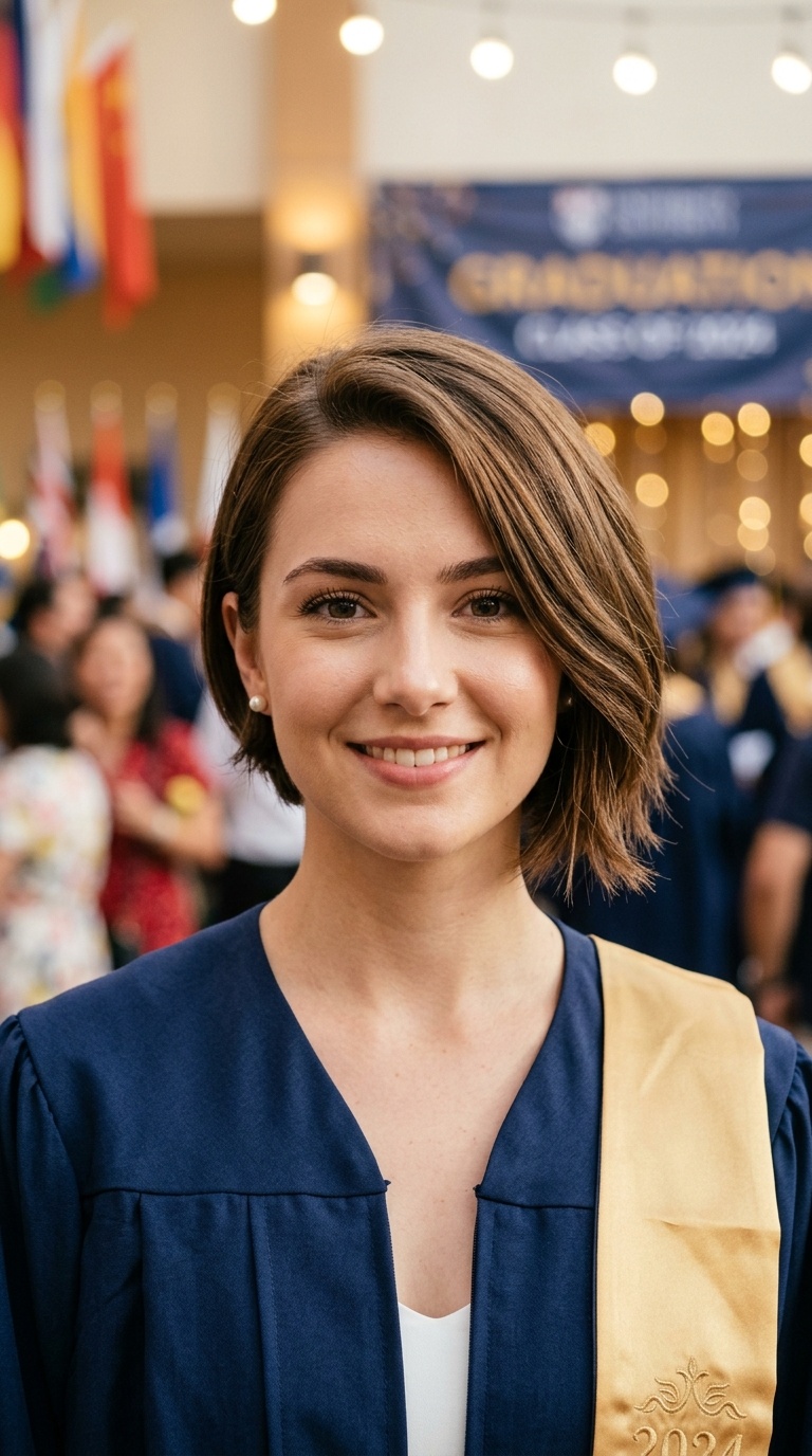 Asymmetrical Tucked-Back Bob