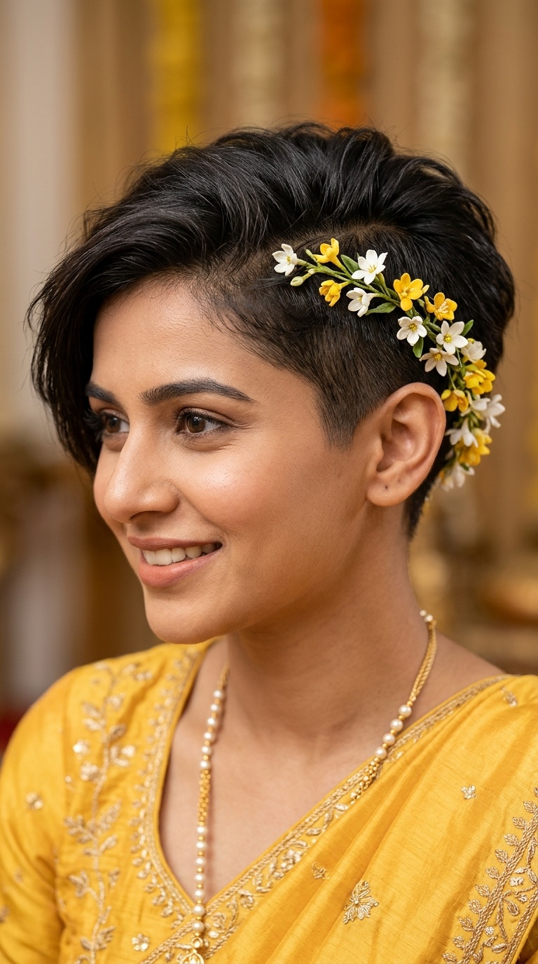 Asymmetrical Undercut with Floral Vine
