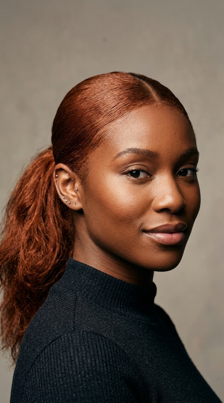 Auburn Sleek Mid-Height Ponytail