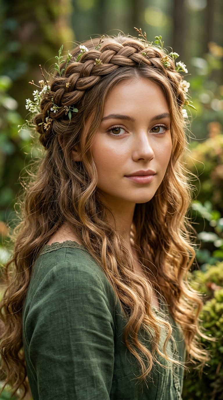 Aurora Braided Halo with Loose Curls