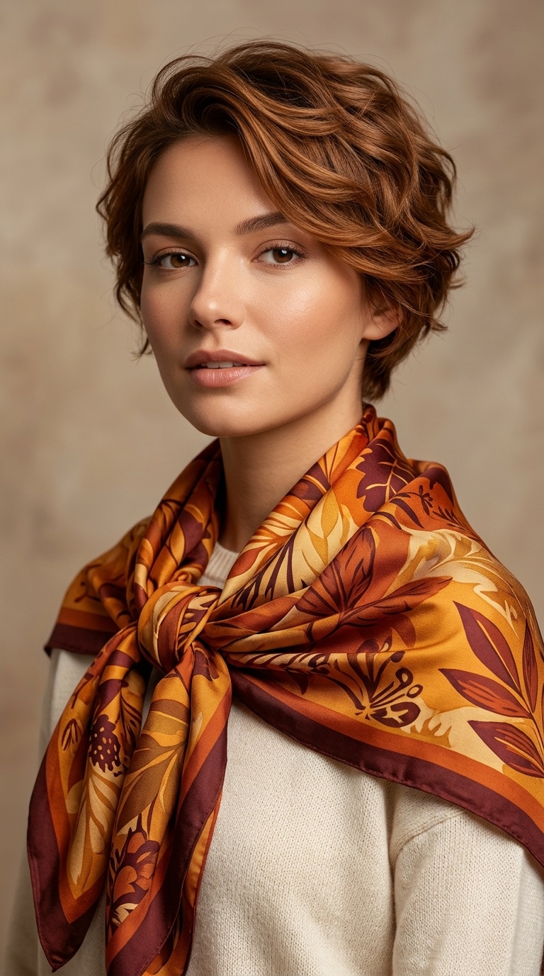 Autumnal Silk Scarf Wrap