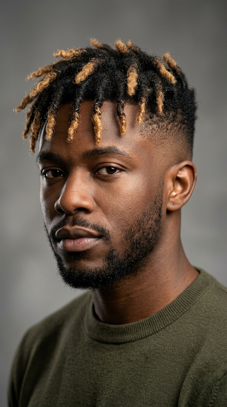 Bald Fade with Blonde Tips