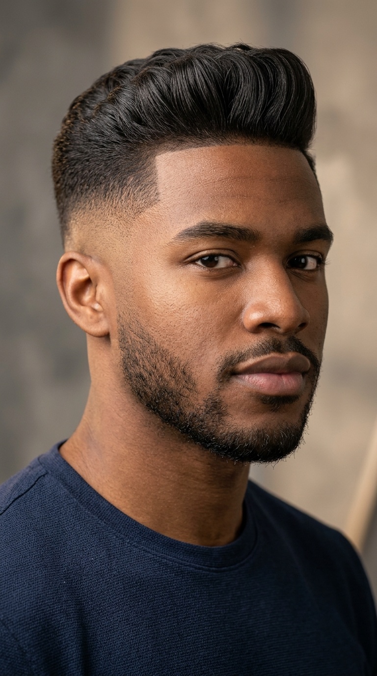 Bald Fade with Pompadour