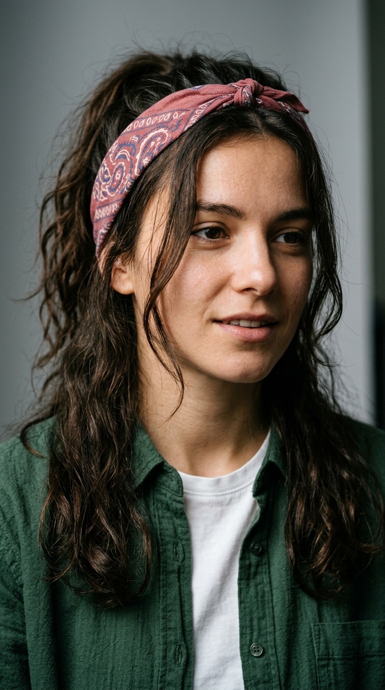 Bandana-Wrapped Messy Mane