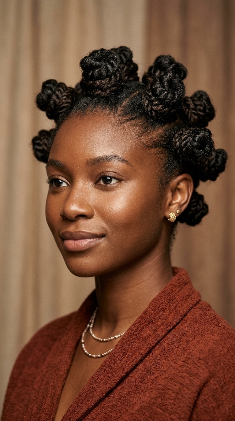 Bantu Knot Bun Hybrid