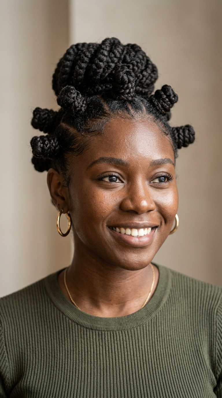 Bantu Knot Crown Bun