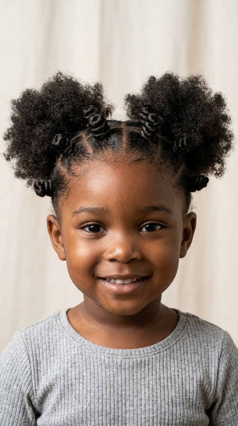 Bantu Knot Front with Back Puffs