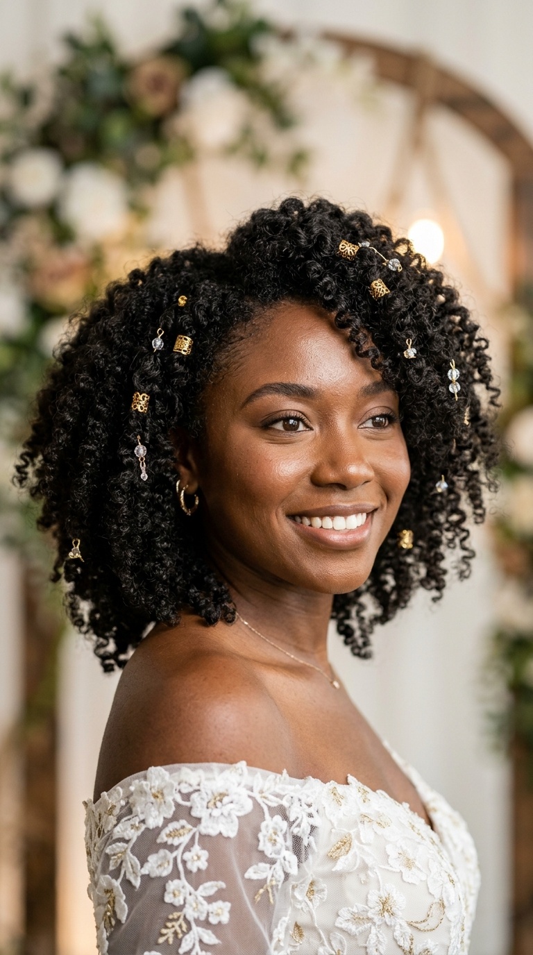 Bantu Knot Out with Gold Cuffs