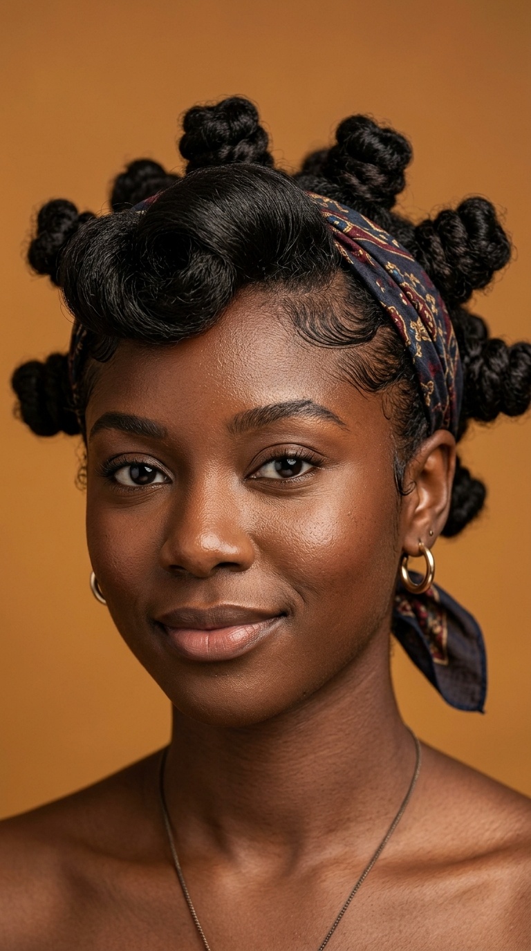 Bantu Knot Pinup Fusion with Rolled Edges