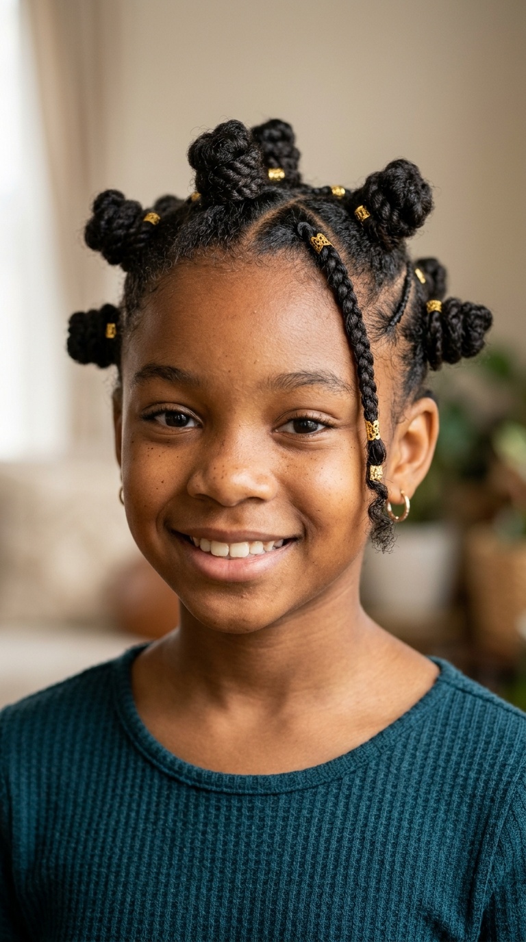 Bantu Knots with Braided Accents