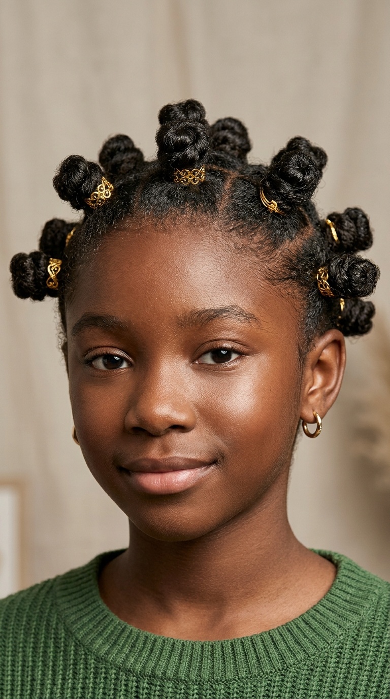 Bantu Knots with Gold Cuffs