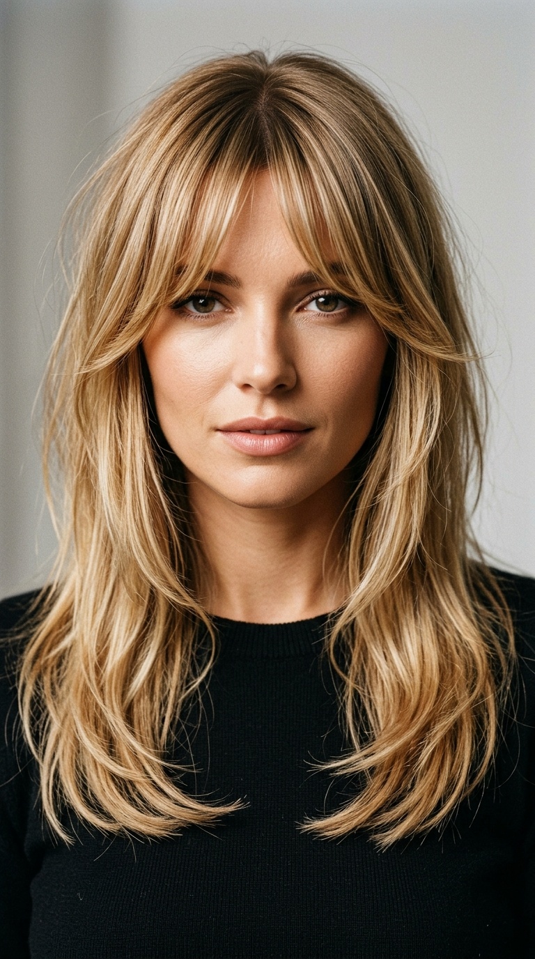 Bardot Bangs with Long Face-Framing