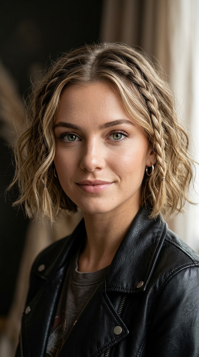 Beach Wave Bob with Face-Framing Braids