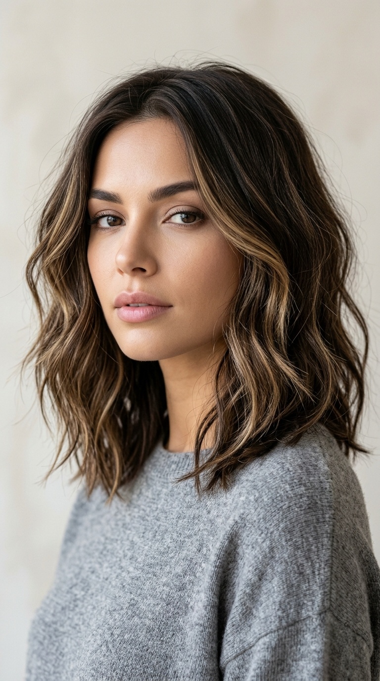 Beachy Wave Lob with Mid-Length Layers