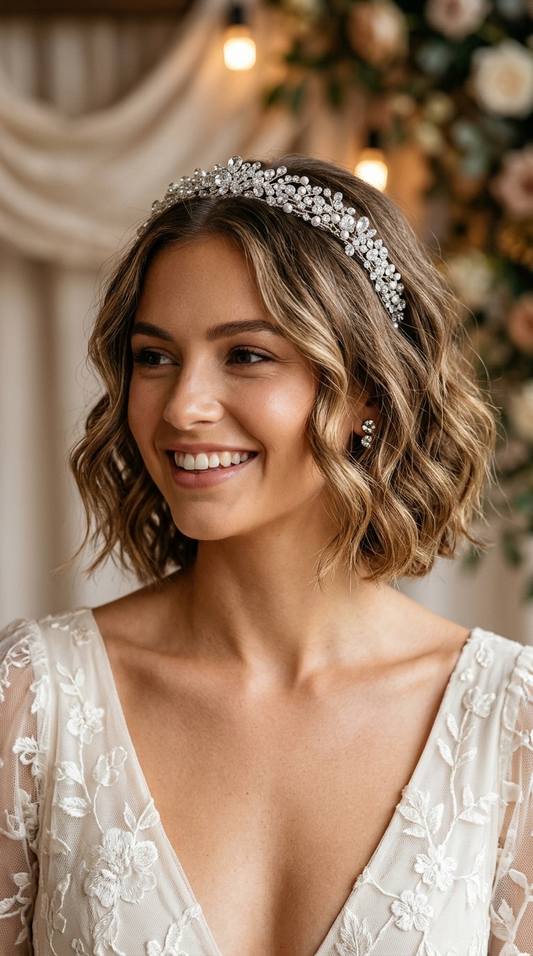 Beachy Waves with a Crystal Headband